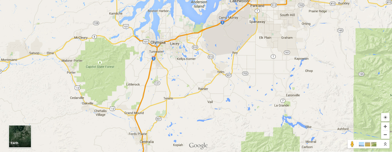Thurston county location on the map