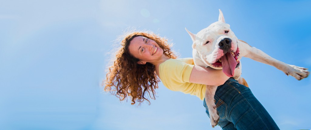 Girl holding a Bulldog